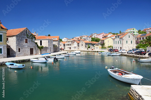 Picturesque mediterranean village Vrboska, Croatia, Europe