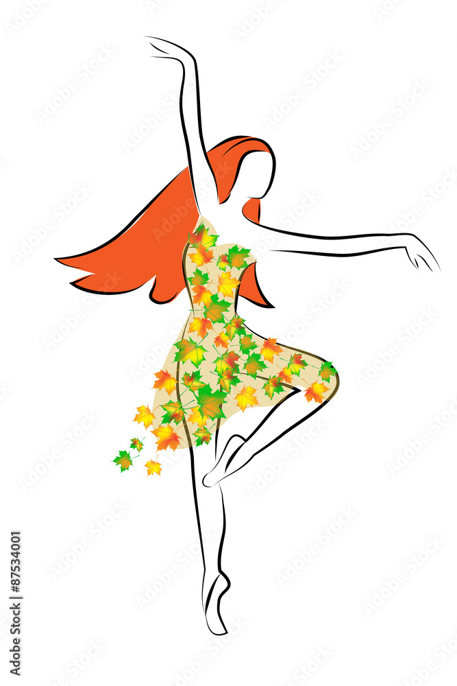 Fototapeta premium Autumn girl, isolated on white