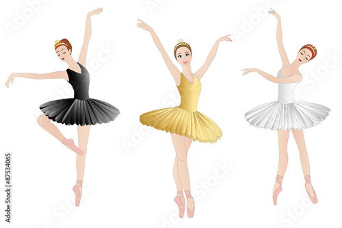 Ballerinas set, isolated on white