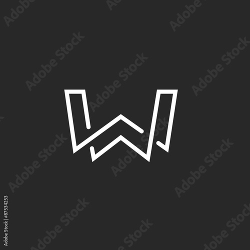 W letter logo monogram, modern mockup black and white hipster  emblem