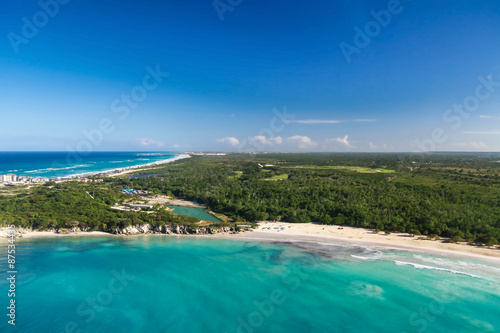 Aerial view of caribbean coastline
