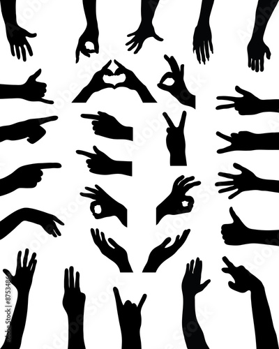 Black silhouettes of hands. vector photo