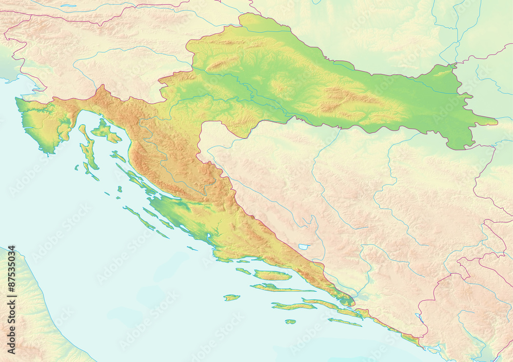 Obraz premium Mapa Chorwacji bez oznaczeń