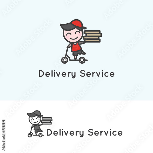 Vector minimalistic young delivery boy character. Delivery
