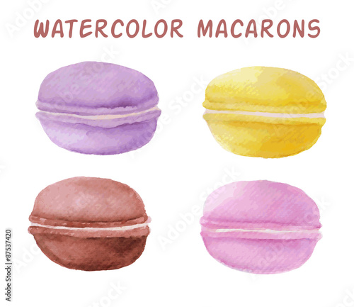Vector watercolor macaron set