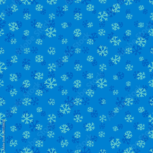Seamless blue pattern with snowflakes