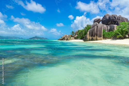 Tropical Paradise - Anse Source d Argent - Beach on island La Digue in Seychelles