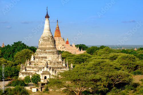 Scenic view of buddhist pagoda and Ananda temple in Bagan, Myanm