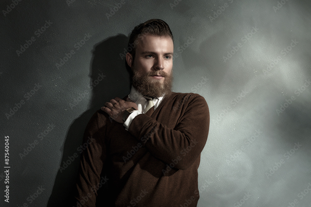 Pensive handsome bearded young man Pensive handsome bearded young man
