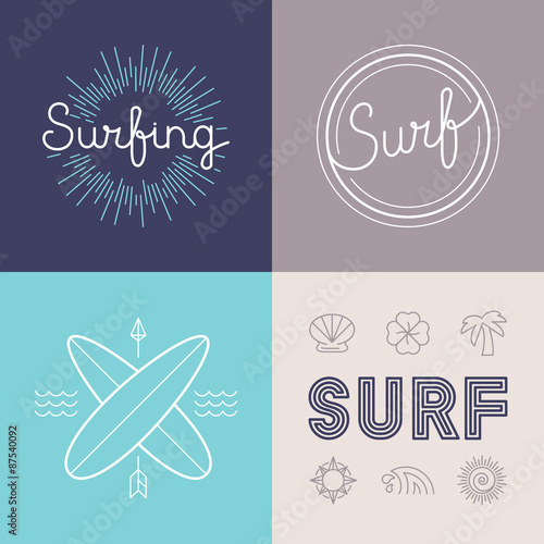 Canvas Print Vector set of surfing logo design templates