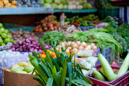 Fresh vegetables and fruits on market