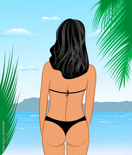 sexy woman's back on the beach
