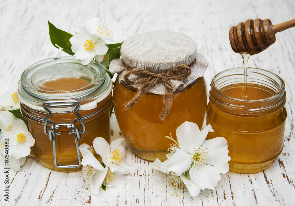 Honey with jasmine flowers Honey with jasmine flowers