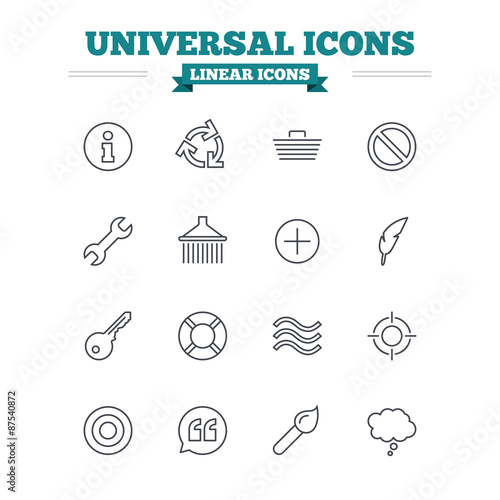 Universal linear icons set. Thin outline signs. Vector