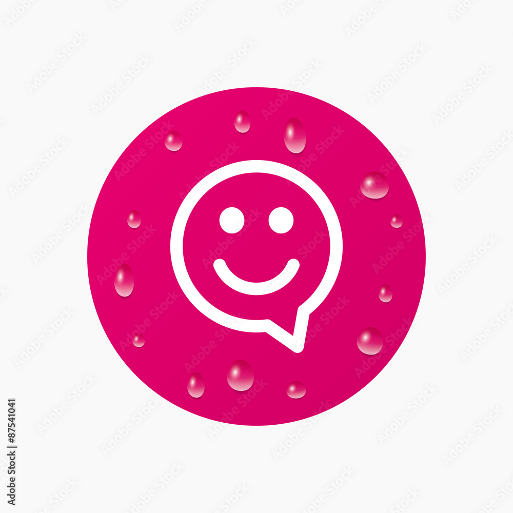 Fototapeta premium Happy face speech bubble symbol. Smile icon.