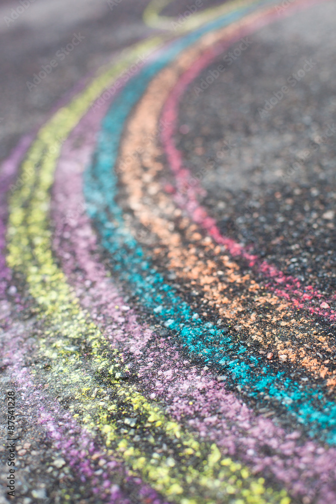 Fototapeta premium Chalk drawing of rainbow