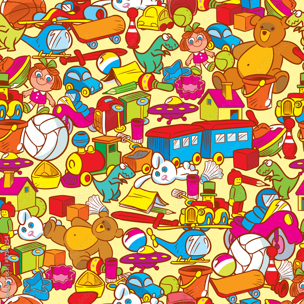 Pattern with childish toys Pattern with childish toys