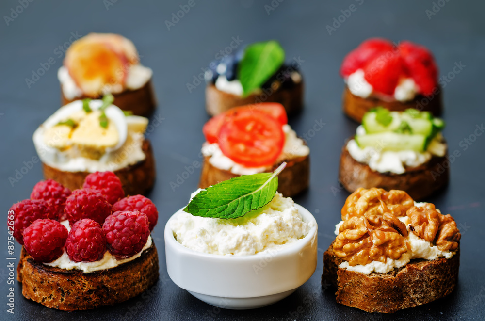 ricotta and crostini appetizers with fillings ricotta and crostini appetizers with fillings