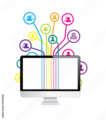 Detailed responsive desktop computer with colored path