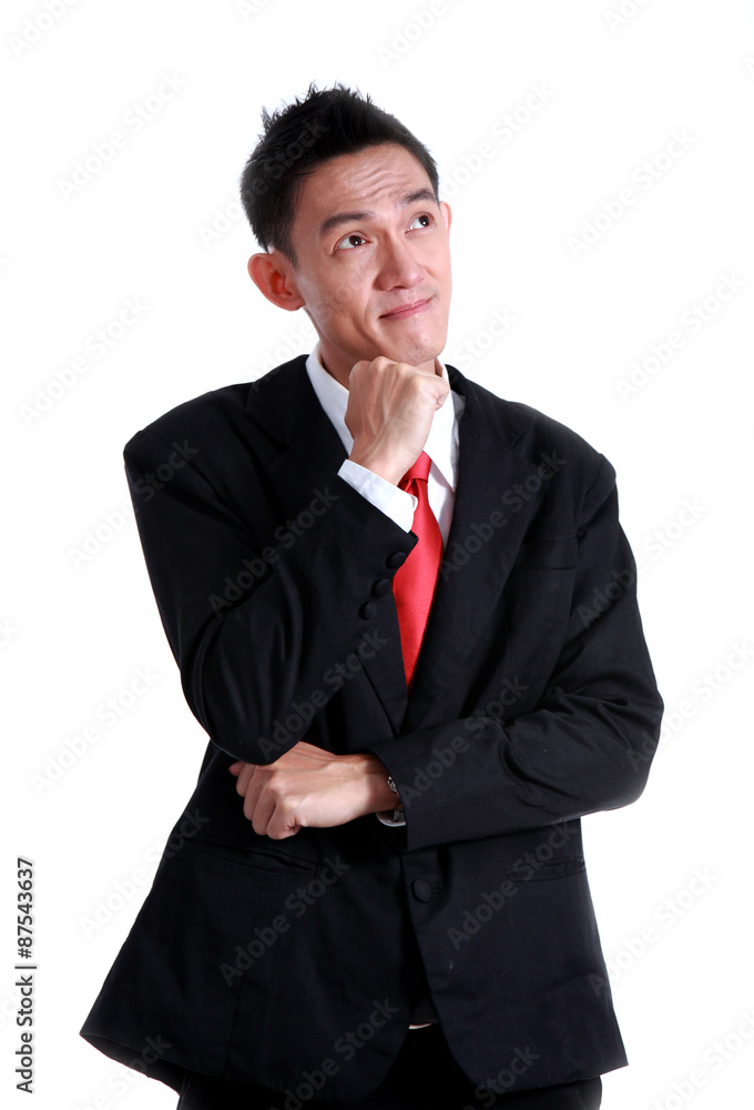Businessman thinking on white background Businessman thinking on white background