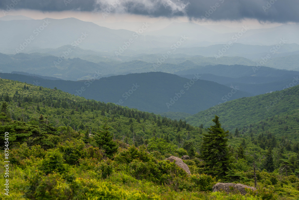 Seeing endless mountain ridges from the beautiful Grayson Highlands State Park in Virginia on a warm summer day.

