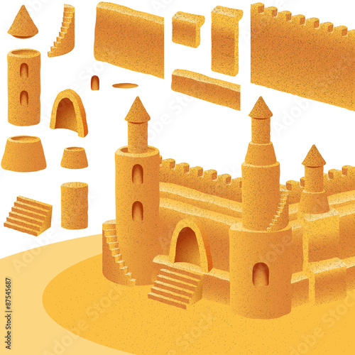 Sand Castle Sea Building Summer Beach Set Element; eps8