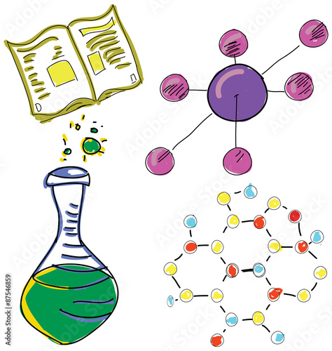 Drawn picture with chemistry stuff. Vector illustration