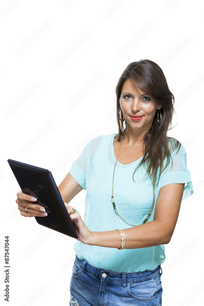 Pretty Woman Browsing at her Tablet Computer Pretty Woman Browsing at her Tablet Computer