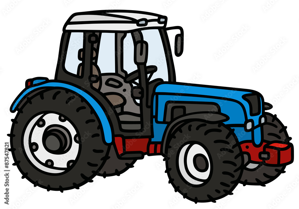 Fototapeta premium Blue tractor / hand drawing, not a real type