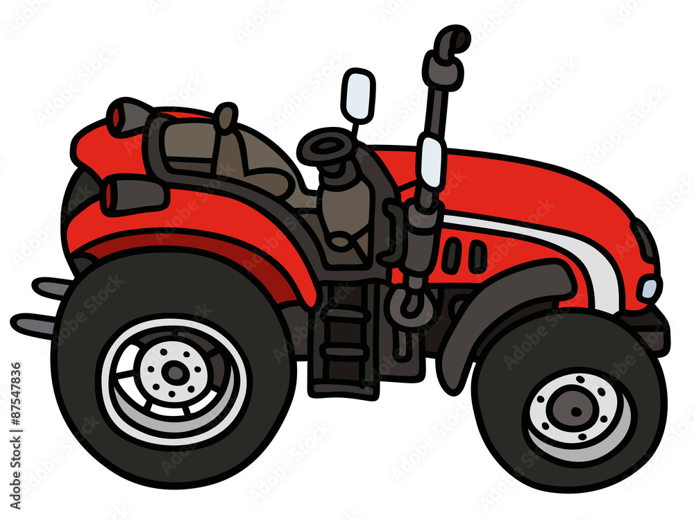 Obraz premium Red tractor / hand drawing, not a real type