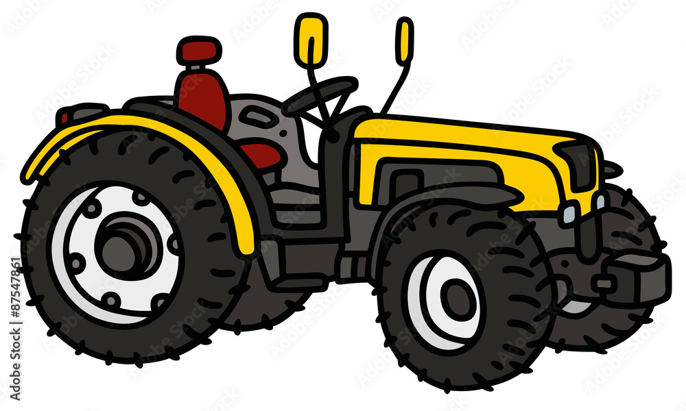 Obraz premium Yellow tractor / hand drawing, not a real type