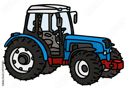 Blue tractor / hand drawing, not a real type