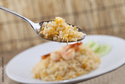Fried rice on spoon, thai food style