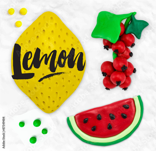 Plasticine fruits