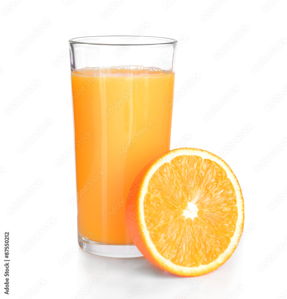 Glass of orange juice isolated on white Glass of orange juice isolated on white