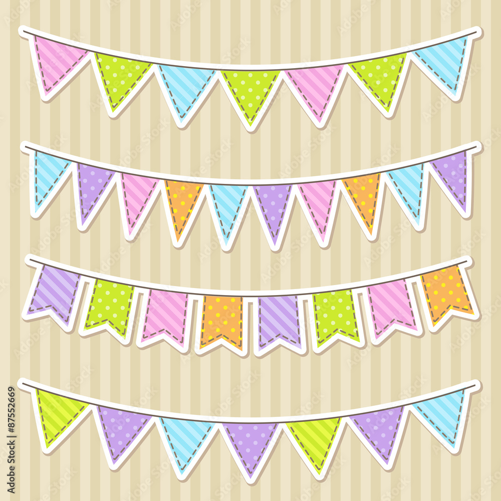 Vector set of colorful and bright bunting