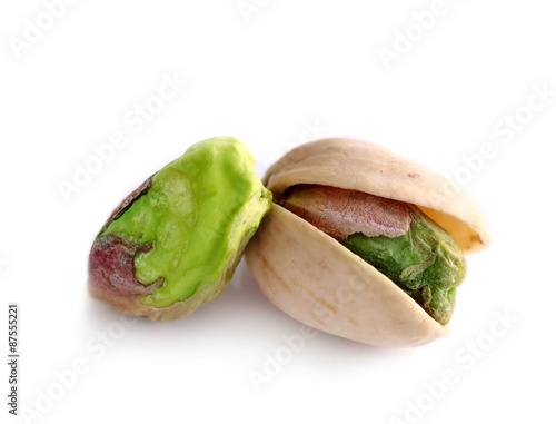 Pistachio nut on white background