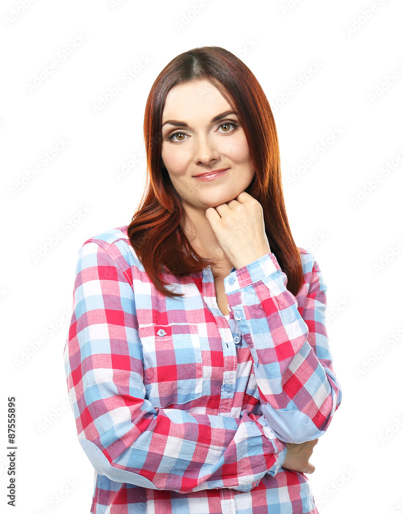 Beautiful middle aged woman isolated on white Beautiful middle aged woman isolated on white