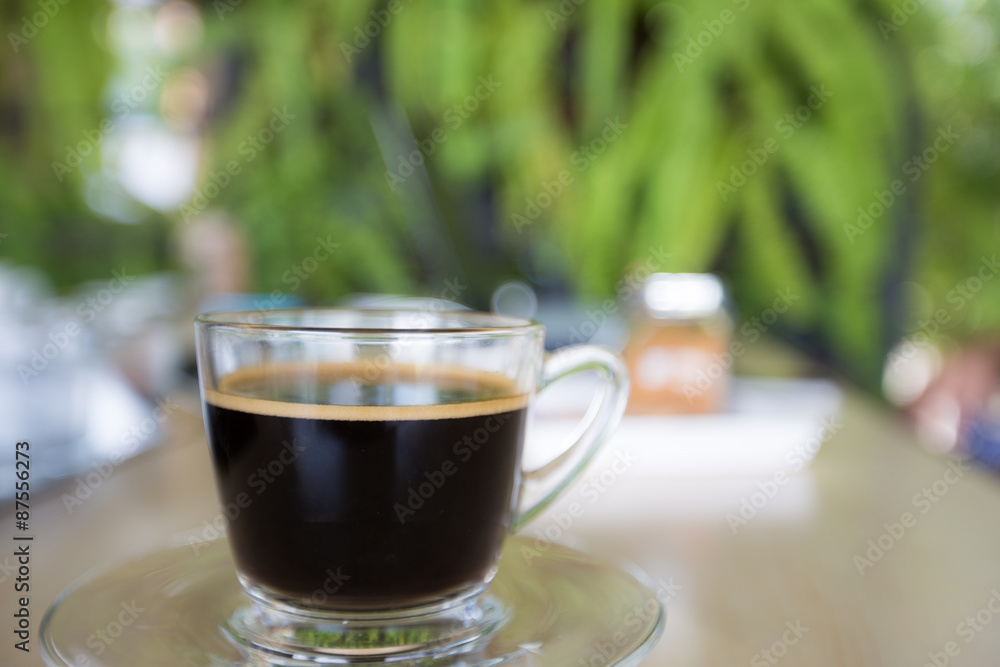 cup of coffee with natural background cup of coffee with natural background