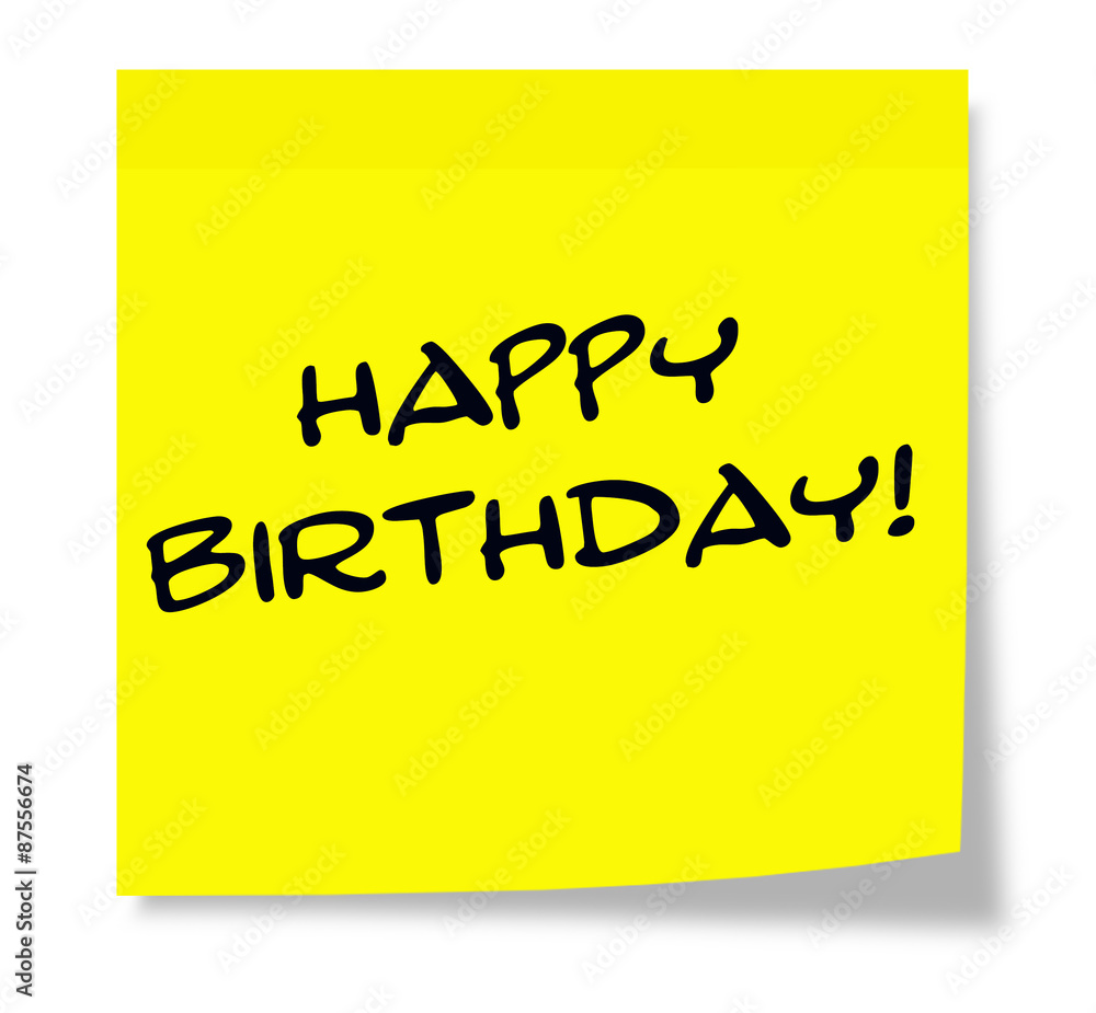 Happy Birthday yellow sticky note Happy Birthday yellow sticky note