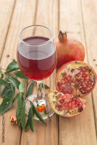 Shallow focus of organic Pomegranate Juice healthy drink