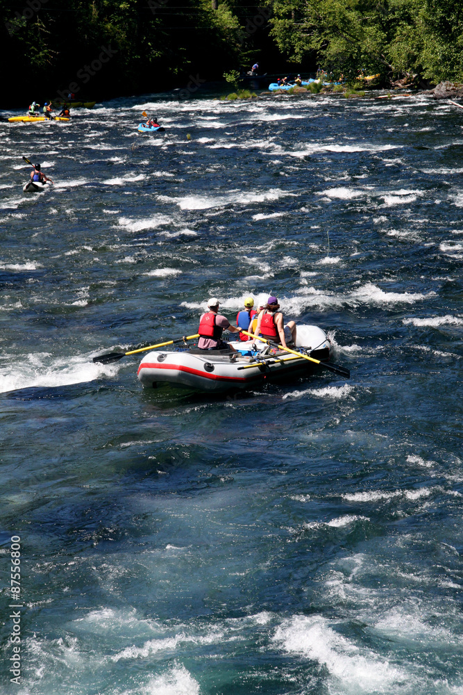 Fototapeta premium white water river rafting in a raft