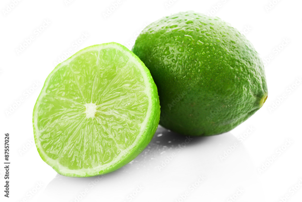 Sliced fresh limes isolated on white Sliced fresh limes isolated on white