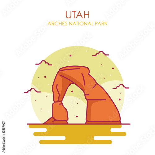 Arches National Park Vector Illustration, Utah US