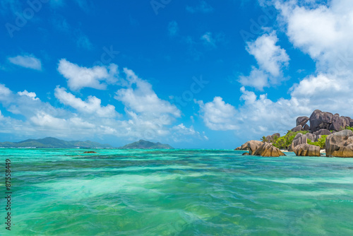 Tropical Paradise of Seychelles- Anse Source d'Argent - Beach on island La Digue