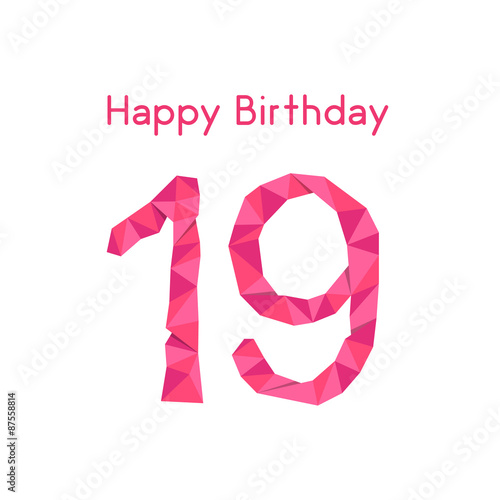 pink polygonal 19th happy birthday