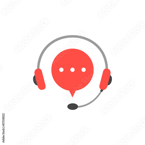 headphone with microphone and red speech bubble