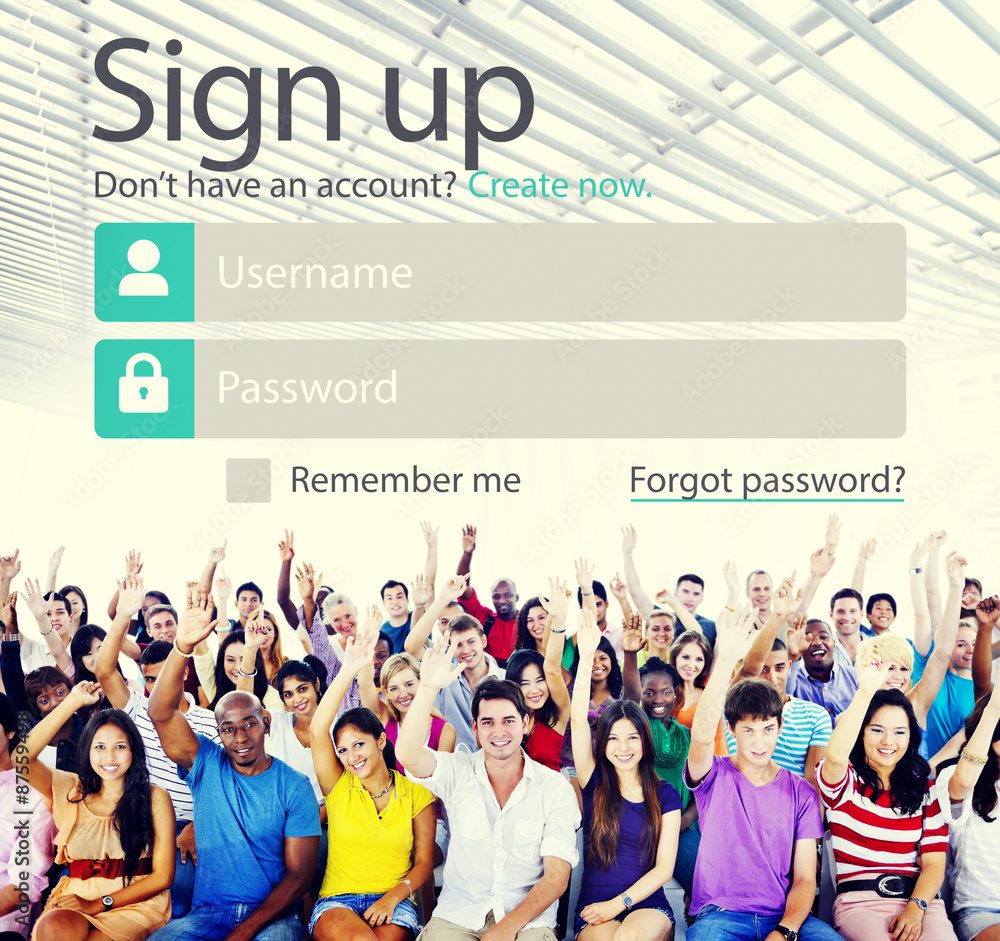 Obraz premium Sign Up Usename Password Log In Protection Concept