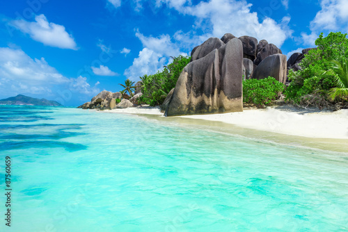 Tropical Paradise of Seychelles- Anse Source d'Argent - Beach on island La Digue © Simon Dannhauer