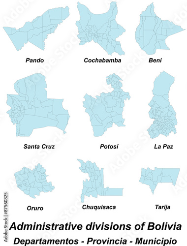 Large and detailed maps of all departments and provinces of Bolivia. photo